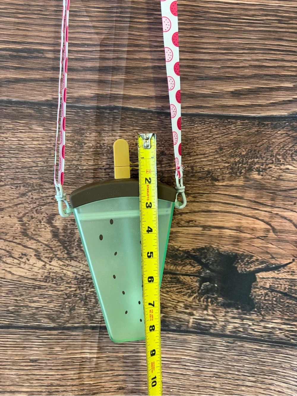 Mint Green Watermelon Crossbody canteen / water bottle with Pink Strap
